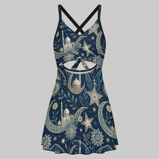 Midnight Oasis Celestial Swim Dress