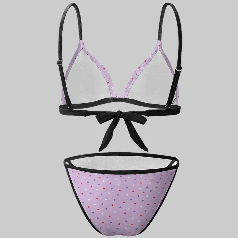 Red White Purple Hearts Two Piece Bikini