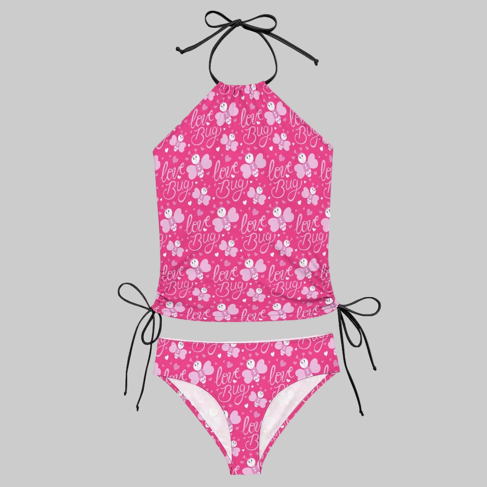 Love Bug High-Neck Tankini: Playful Pink Summer Icon