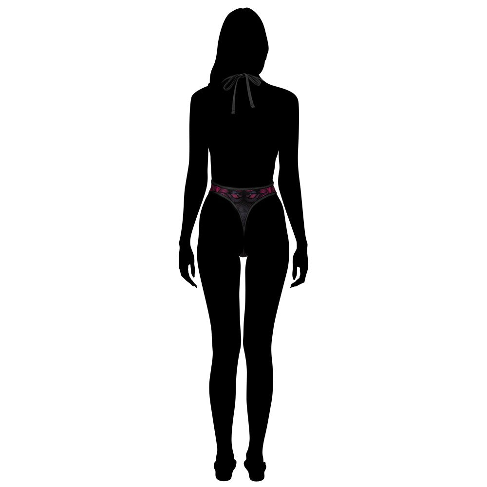 Midnight Orchid Plunging Mesh Monokini