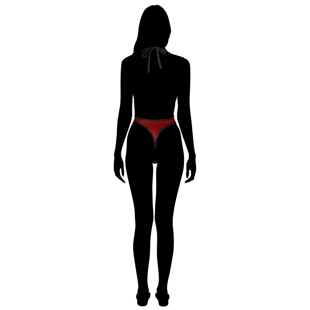 Fire Brick Filament Plunge One-Piece Swimsuit