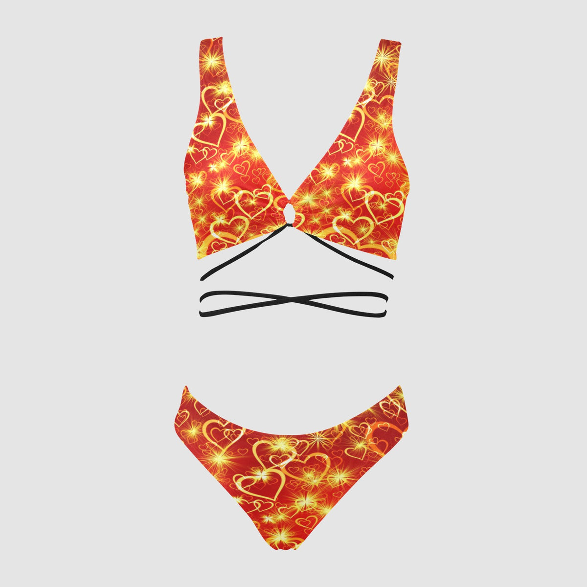 Golden Heartbreaker Cross-Strap Bikini Set