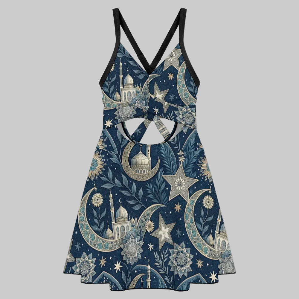 Midnight Oasis Celestial Swim Dress