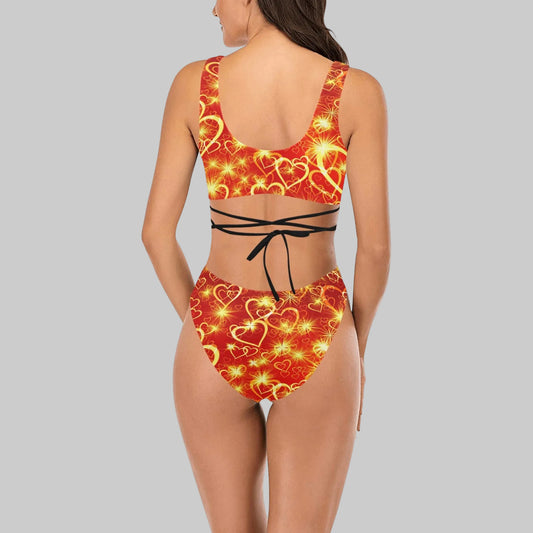 Golden Heartbreaker Cross-Strap Bikini Set