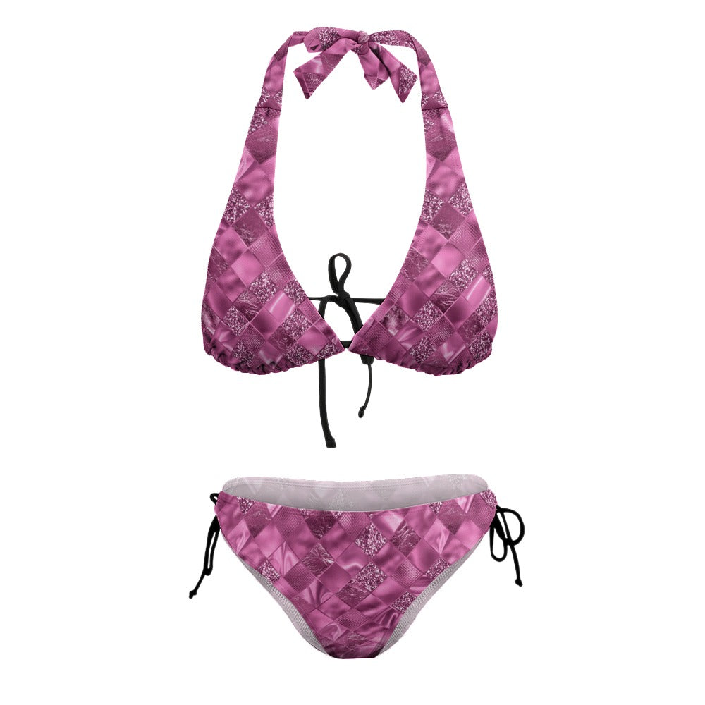 Amethyst Sparkle Checkerboard Halter Bikini