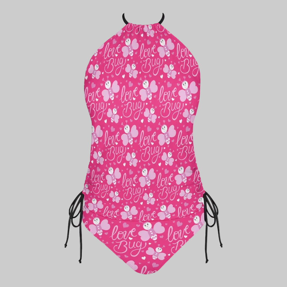 Love Bug High-Neck Tankini: Playful Pink Summer Icon
