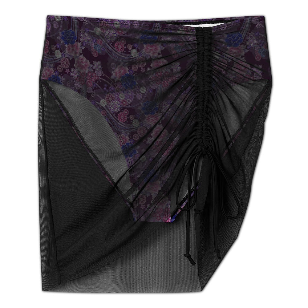 Amethyst Bloom Ruched Mesh Skirt Set