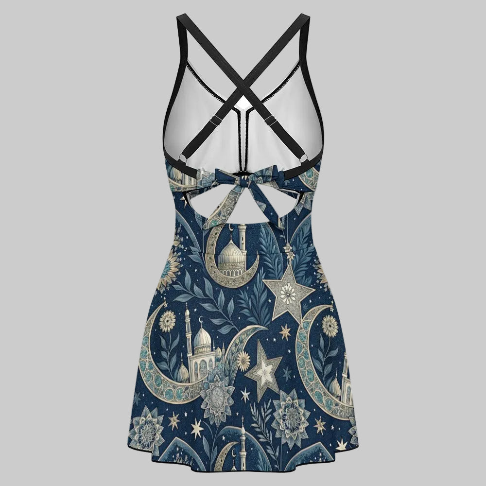 Midnight Oasis Celestial Swim Dress