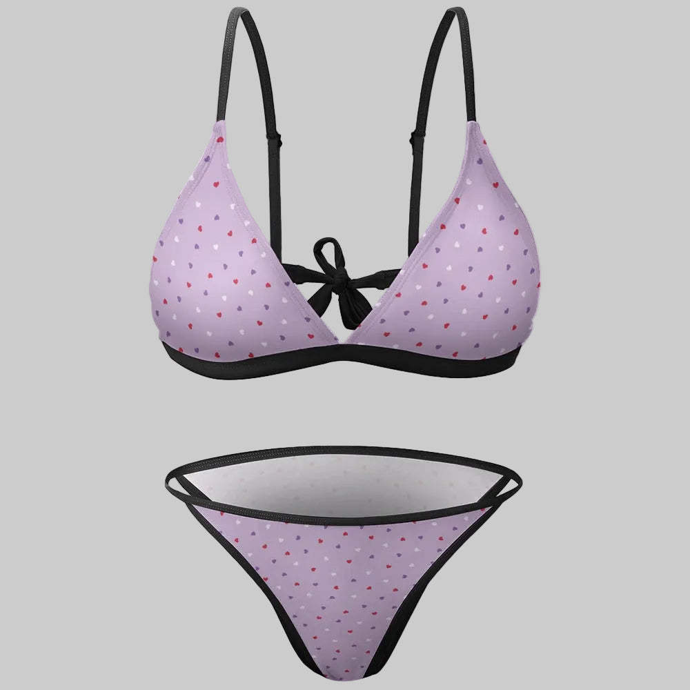 Red White Purple Hearts Two Piece Bikini