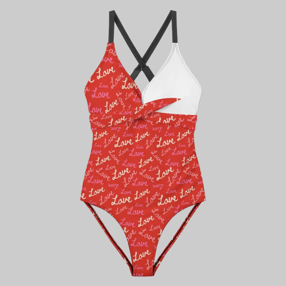 Love Letter Backless One-Piece Swimsuit
