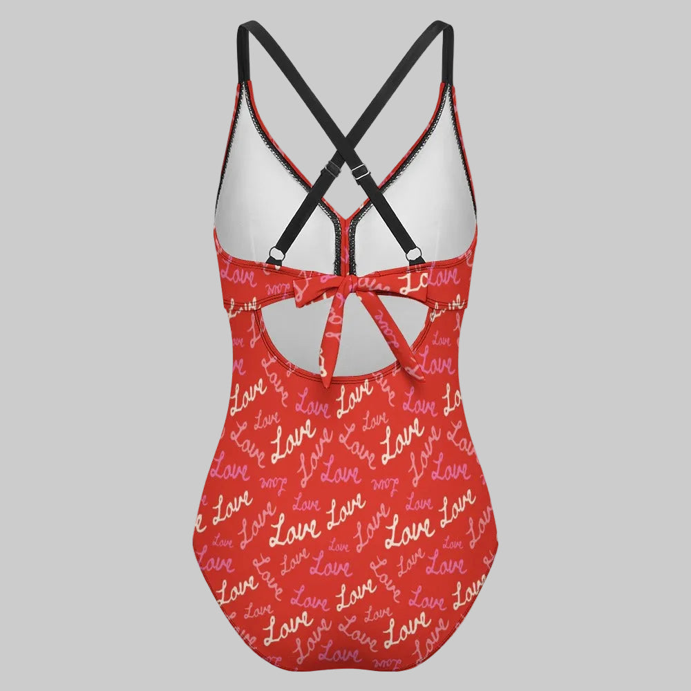 Love Letter Backless One-Piece Swimsuit